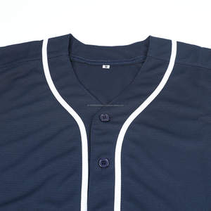 Venta al por mayor de poliéster de alta calidad transpirable cuello en V manga corta botón abajo sublimación personalizada camisetas de béisbol Jersey - Product Image 2