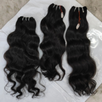 Rambut Manusia India Tamil Nadu Mentah Grosir, Bundel Rambut Tanpa Proses, Virgin Alami, Bergelombang Lurus, Jahitan Mesin Ganda, Semua Tipe