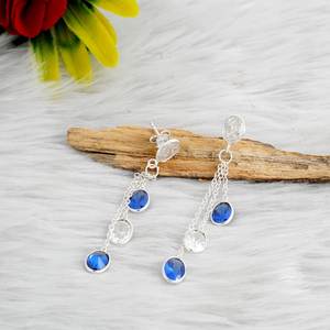 Delicados pendientes de gota de Plata de Ley 925 CZ Stud regalo de boda con múltiples piedras preciosas para su accesorio de moda - Product Image 2