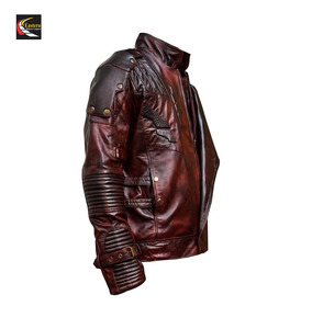 Venta caliente para hombre estrella Halloween Cosplay abrigo venta al por mayor chaqueta de cuero de imitación granate desgastado - Product Image 5