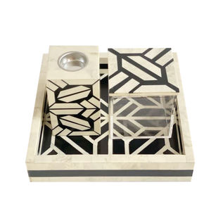 Meilleur brûleur d'encens Mubkhara écologique fait à la main, incrusté de nacre arabe religieuse, décoration d'intérieur, motif de feuille - Product Image 2