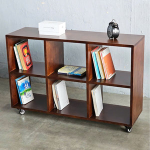 Étagère décorative mobile portable à 6 compartiments KS68211, 100x30x65cm, style minimaliste, en bois de caoutchouc - Product Image 2