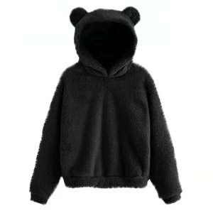 Sweat à capuche unisexe pour homme en sherpa polaire personnalisé avec des oreilles d'ours mignonnes, 100% coton respirant, lourd - Product Image 6