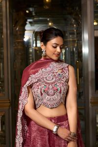 Ropa de fiesta bordada de hilo pesado de excelente calidad Lehenga Choli con Fancy Net Dupatta Elegante ropa étnica india - Product Image 5