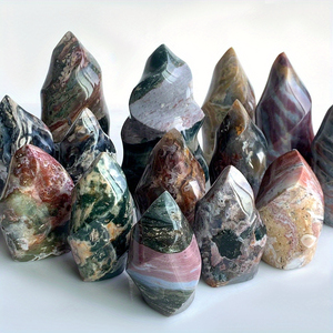 Cristal de <span class=keywords><strong>Jaspe</strong></span> Oceánico Natural de Alta Calidad Tallado a Mano en Forma de Antorcha para Sanación o Decoración - Product Image 6