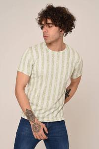 เสื้อยืดแขนสั้นผู้ชายผ้าคอตตอน100% ทันสมัยเสื้อถักแขนสั้นพิมพ์ลายทางแนวตั้งสำหรับใส่ออกกำลังกายในฤดูร้อน - Product Image 2