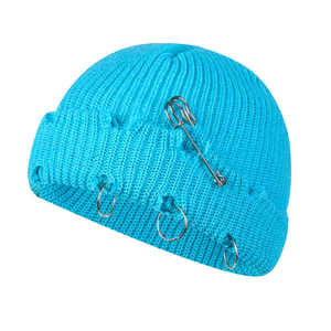 Haute qualité logo personnalisé en détresse en plein air à revers hiver tricoté anneau décontracté acrylique Jacquard unisexe léger bonnet chapeau - Product Image 3