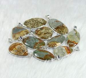 Imagen americana Jasper colgante joyería plata colgante collar mezcla forma colgante hecho a mano imagen jaspe piedra collar joyería - Product Image 4