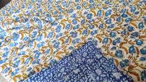 Hand Stitched Indian Blockprint Cotton Razai Quilt <b>Warm</b> Luxury Bedroom <b>Blanket</b> - Product Image 6