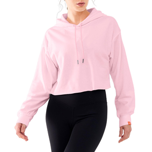 Sweats à capuche courts personnalisés pour femmes respirants et confortables sweats à capuche tricotés en coton épais pour femmes - Product Image 1