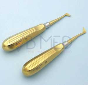 Elevador Dental Chapado en Oro de 2 Piezas en Oferta #   Juego de Elevadores Dentales de Acero Inoxidable Alemán, Instrumentos Médicos Dentales 25 y 26 - Product Image 2