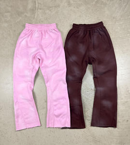 Pantalons empilés personnalisés pour hommes 300 400 g/m² 100% coton ourlet brut bord coupé pantalon de survêtement évasé délavé au soleil et à l'acide - Product Image 2