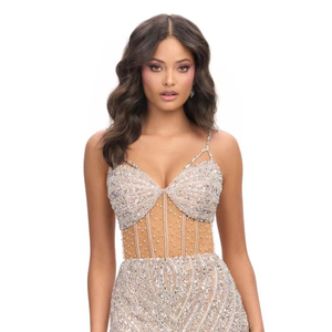 Respirant Satin Poly-Mesh Broderie Perles Perles Robes De Cocktail Dames Élégantes Robe De Soirée D'été Courte Longueur - Product Image 1