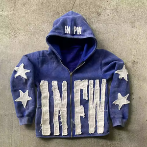 Sweatshirts en coton mélangé Burnout imprimés en gros Sweats à capuche pour hommes Streetwear Hoodies pour homme - Product Image 5