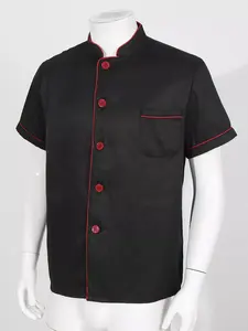 Personnalisé Unisexe Hommes À Manches Courtes Chef Manteaux Veste Restaurant Cuisine Uniforme Bouton Avant Style Côté Demi Manches Tenir Stylo Poche - Product Image 5