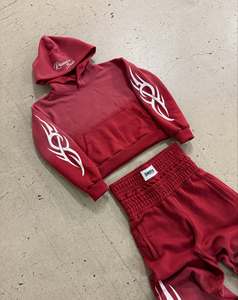 Chándal con capucha para hombre, personalizado al por mayor, de corte holgado, con estampado serigrafiado, teñido en prenda, lavado ácido, forro polar de poliéster/algodón, invierno 360 - Product Image 3