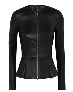 Chaqueta de cuero genuino de piel de cordero de motorista negro ahogado para mujer, chaqueta de cuero de motorista genuino - Product Image 1