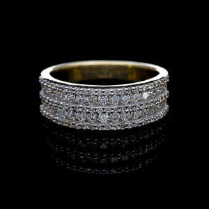Luxueux 14K or jaune audacieux étincelant à cinq rangées pavé de diamants naturels bague de déclaration sophistiquée - Product Image 2