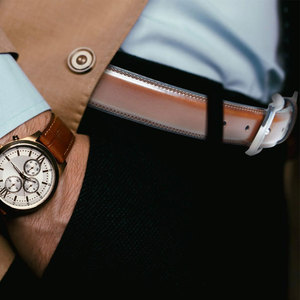 Cinturón de piel auténtica de vaca para hombre, venta al por mayor, cinturón de piel de vaca Vintage, hebilla de Pin con logotipo personalizado, uso de doble cara, Pakistán - Product Image 4