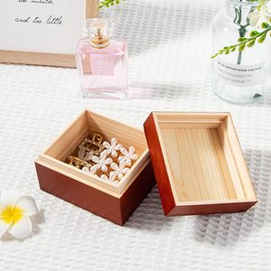 Vintage Small Wooden <b>Box</b> 3.74''x3.35''x2.36'' <b>Keepsake</b> <b>Box</b> Rustic Wood Boxes - Reddish Best Price Wholesale-Customized Size - Product Image 4