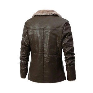 Nouvelle veste en toile polaire d'hiver, mode décontractée, chaude, à fermeture éclair, col de costume, veste coupe-vent en cuir pour homme, respirante - Product Image 2