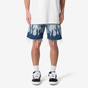 High Quality Fashion Streetwear <b>Men</b> Washed Distressed Embroidery Denim <b>Shorts</b> 100% Cotton Denim <b>Shorts</b> for <b>Men</b> custom logo - Product Image 3