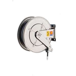 Enrouleur de tuyau en acier inoxydable Meclube AISI 304 fixe pour l'air et l'eau 20 Bar Modèle FX 555 avec tuyau d'arrosage - Product Image 1