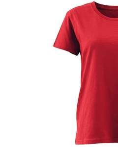 T-shirt rouge uni à col ras du cou pour femmes, tissu de coton doux, confortable, manches courtes, haut décontracté pour un usage quotidien et une mode estivale - Product Image 4