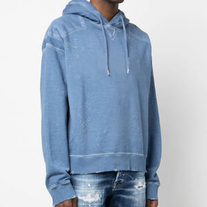 Sudadera con Capucha Gruesa de Algodón 100% de 500 g/m², Personalizada, Extra Grande, con Bordado Desgastado, Estilo Vintage, Lavado Ácido, para Hombre - Product Image 2