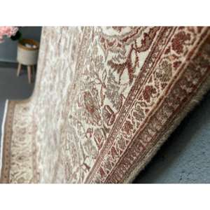 Alfombra Turca Vintage de 4.3x6.8 pies, Alfombra Floral Marrón Beige - Product Image 3