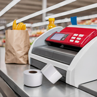 Étiquette thermique sans support personnalisée, écologique, en rouleau continu, sans BPA, résistante à l'eau, à la graisse et à la déchirure, autocollante, en papier semi-brillant pour le commerce de détail