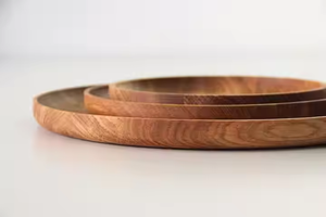 Plato de madera seguro, atemporal, duradero, ecológico, perfecto para todos los platos, juego de artesanía de media luna - Product Image 3