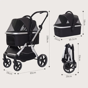 Produit pour animaux de compagnie grands chiens poussette chien poussette luxe 4 roues animal de compagnie pour chien nouveau design de haute qualité - Product Image 3