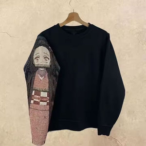 Sweat-shirt à col rond surdimensionné vintage pour femme Polaire en coton et polyester personnalisée pour l'hiver - Product Image 4
