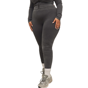 Ensemble de yoga côtelé grande taille avec tissu côtelé extensible taille haute, tenue de sport active, entraînement en salle de sport, vêtements de sport pour femmes - Product Image 4