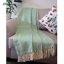 Factory Supply Wholesale <b>Wool</b> Jacquard Herringbone Knitted Throw Blanket Solid Pattern Four Seasons Eco-Friendly Anti-Static - Product Image 4