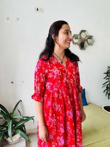 Vestido largo informal de verano para mujer, vestido Midi con estampado Floral a mano, vestido tejido Floral bohemio ecológico - Product Image 3