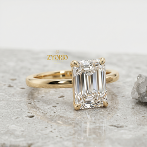 Bague de fiançailles solitaire en or 14 carats avec moissanite taille émeraude, élégante bague de mariée pour femme - Product Image 5