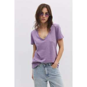 Casual Style Sparkly Fabric V Neck Basic Top - Product Image 1