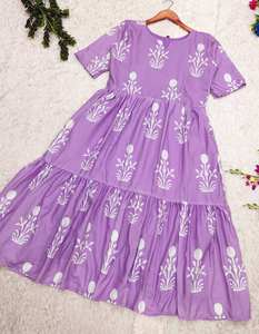 Robe une pièce en georgette imprimée en coton de créateur pour femmes Salwar en soie à manches fantaisie de style indien pour les fêtes de mariage pour adultes - Product Image 4