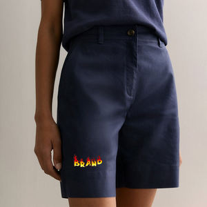Pantalones cortos personalizados para mujer 100% algodón logotipo bordado personalizado longitud quater con bolsillos laterales pantalones cortos streatwear para mujer - Product Image 1