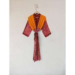 Vintage Recycled Silk Kimono Robe Boho Dressing Gown <b>for</b> Spring Thermal Summer Bridal Beach Wear Beach Wear Lounge Wear Recycled - Product Image 1