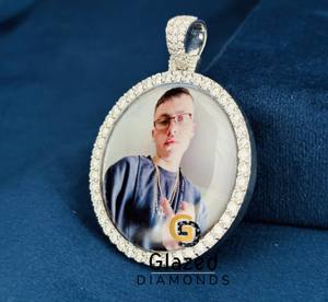 จี้เพชรโมอิสซาไนต์แบบสั่งทำพิเศษ เงินแท้ 925 คุณภาพ VVS ผ่านการทดสอบเพชร พร้อมใส่รูปภาพสไตล์ฮิปฮอป - Product Image 6