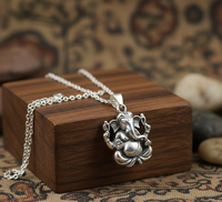 Collar con Colgante de Ganesha, Cadena de Plata de Ley 925 Chapada en Oro, Idea de Regalo de Joyería del Dios de la Prosperidad