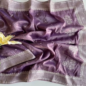 VASTRA COTTAGE Sari Alemán Puro con Bordado de Lentejuelas de Viscosa en Toda la Superficie, Pallu Bordado con Blusa a Juego - Product Image 3