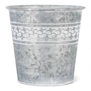 Pot de fleurs en métal galvanisé à motif gaufré simple pour la décoration de jardin rustique de style ferme - Product Image 1