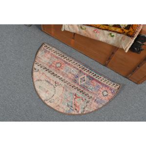 Alfombra Redonda Vintage de 2.4x1.5 pies, Alfombra Turca, Alfombra Oriental Azul - Product Image 4
