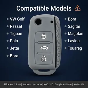Funda Protectora de Silicona para Llave de Coche, Diseño Panal de Abeja Gris Negro, para Seat Leon MK3 Ibiza Ateca <span class=keywords><strong>Arona</strong></span> Tarraco, Carcasa para Llave Remota de 3 Botones - Product Image 5