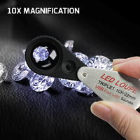 New 10X Jewelry Magnifier with 22mm Lens, 4 Light Modes (UV/Warm/Natural/White) Rechargeable Loupe Foldable (OEM)