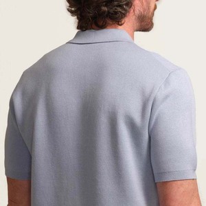 Men's Light Blue Breathable Plus Size Jersey Knitted Short Sleeve for <b>Shirt</b> Casual Solid Color Zipper <b>Collar</b> - Product Image 4